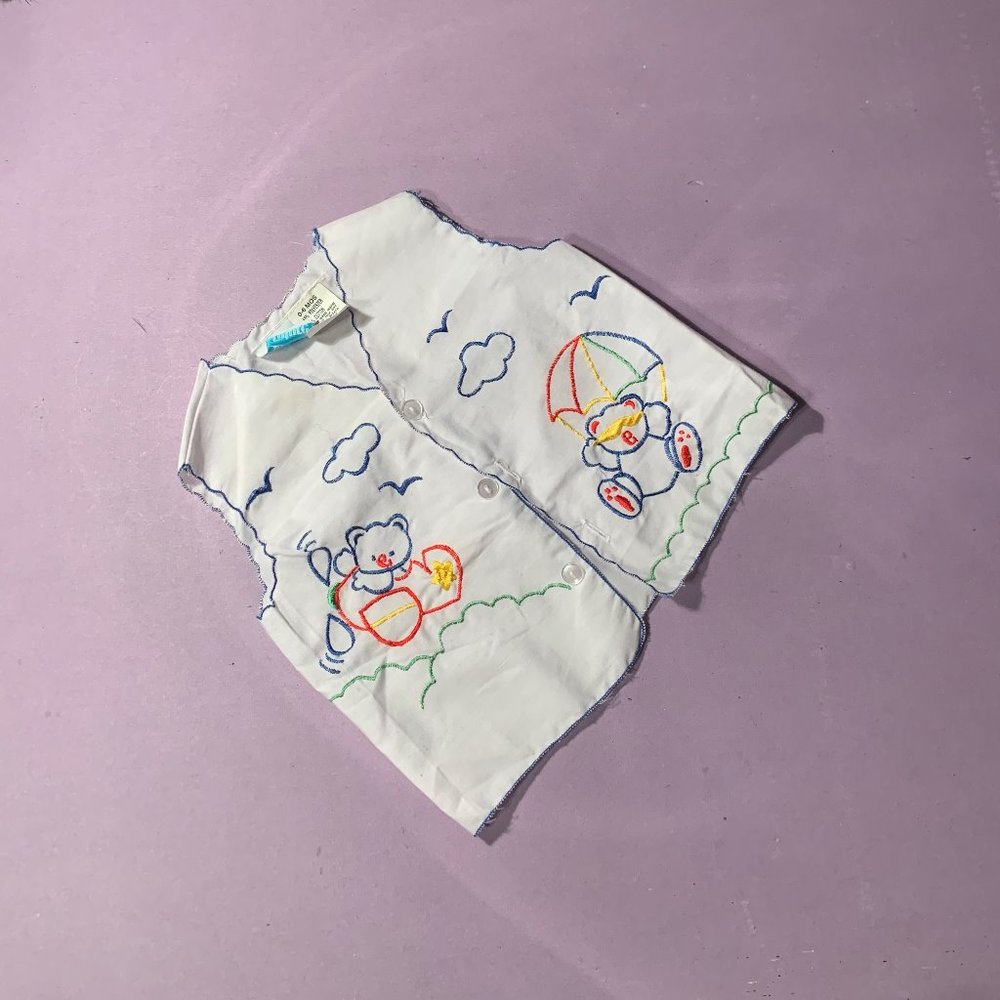 6/20$ SALE- Unisex Vintage Embroidered Baby Sleeveless Blouse